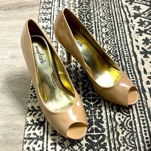 Charming Charlie heels, Tan patton leather. Size 10; fit true size!